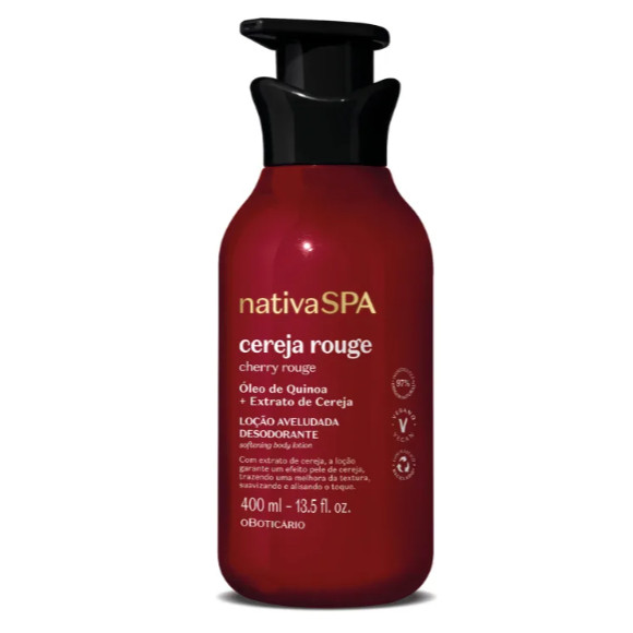 Boticário Loção Aveludada Desodorante Corporal Nativa Spa Cereja Rouge 400ml