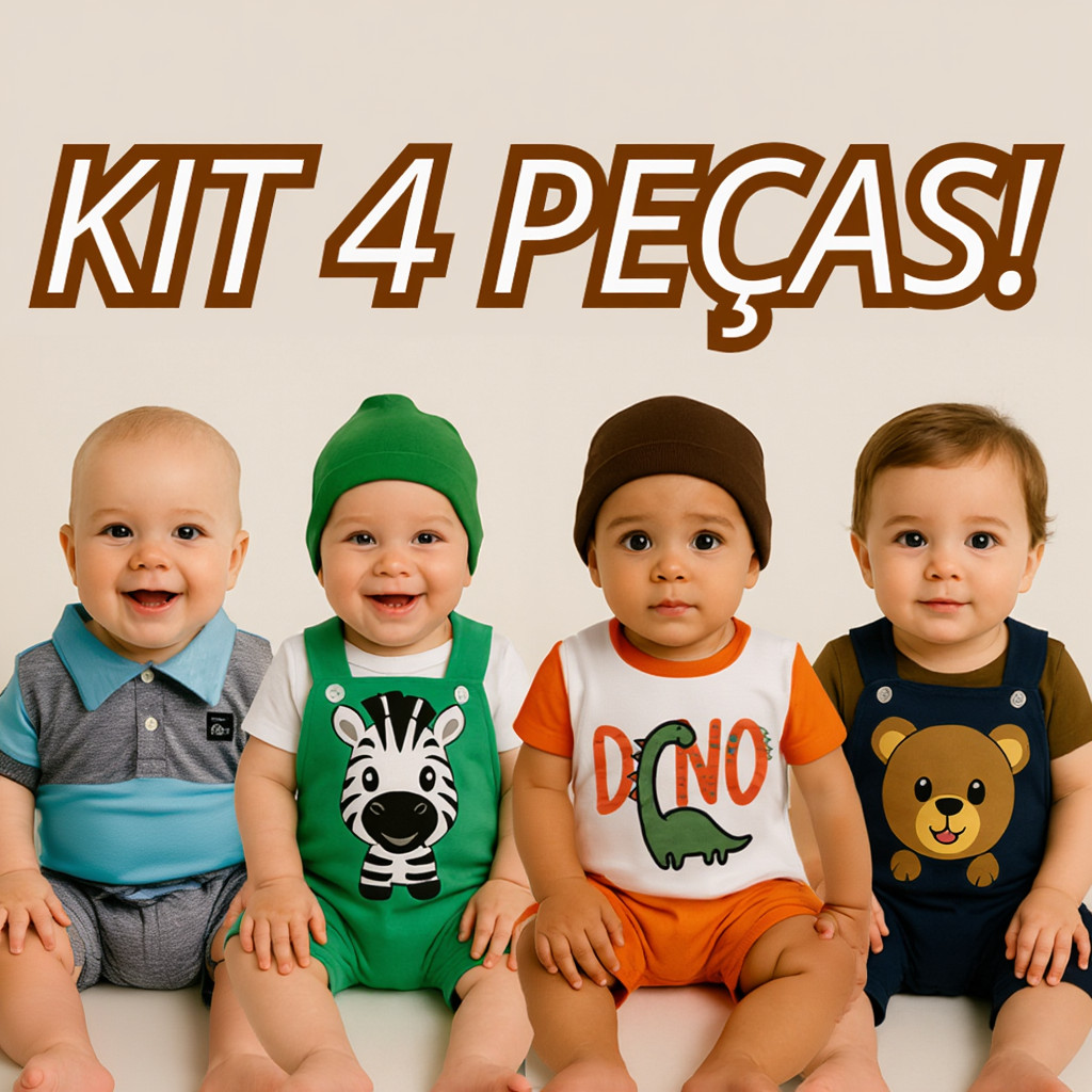 Kit Roupa De Bebe 4 Peças Enxoval Presente Unissex Menino Roupas de Bebê Conjunto Bebê Para Escola BebÊ
