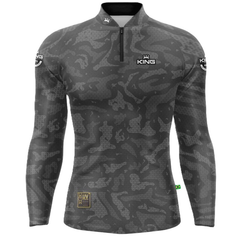Camisa Blusa Camiseta de Pesca Praia Bike Camuflada Cinza c/ Proteção Solar UV50 King Brasil KFF649N em Oferta na Shopee
