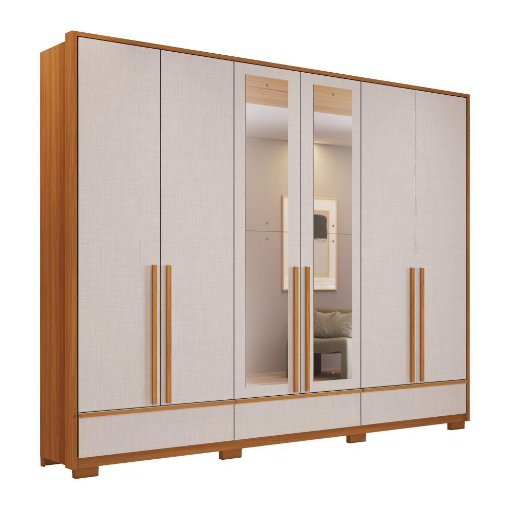 Guarda-Roupa em MDF Notável com Espelho 6 Porta 3 Gavetas Frejó Trend/Off White TX - NT6035E