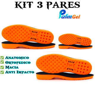 Kit 3x Pares Palmilha Gel Ortopedico Anatomica PU Legitima Original PalmGel Varias Horas de Trabalho em Oferta na Shopee