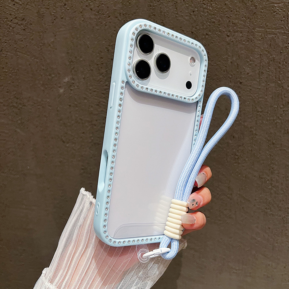 Luxo Diamante Com Cordão Claro Para Magsafe Caso De Telefone iPhone 11 12 13 14 15 16 17 ProMax Ar Alça De Pulso Capa