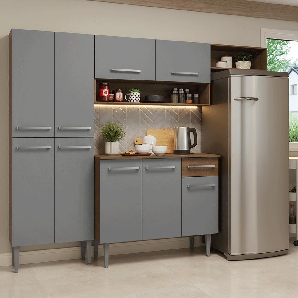 Armário De Cozinha Completa 229cm Rustic-cinza Emilly Madesa 016