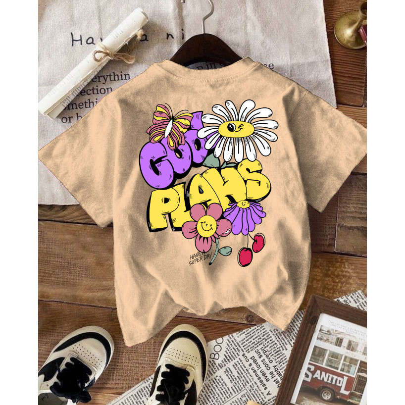 Camiseta Infantil Juvenil Menina God Plans Estilosa 100% Algodão Camisa T-Shirt Casual Para Crianças