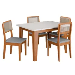 Conjunto Sala de Jantar Mesa Miami 1,20m 4 Cadeiras Santiago Dobuê