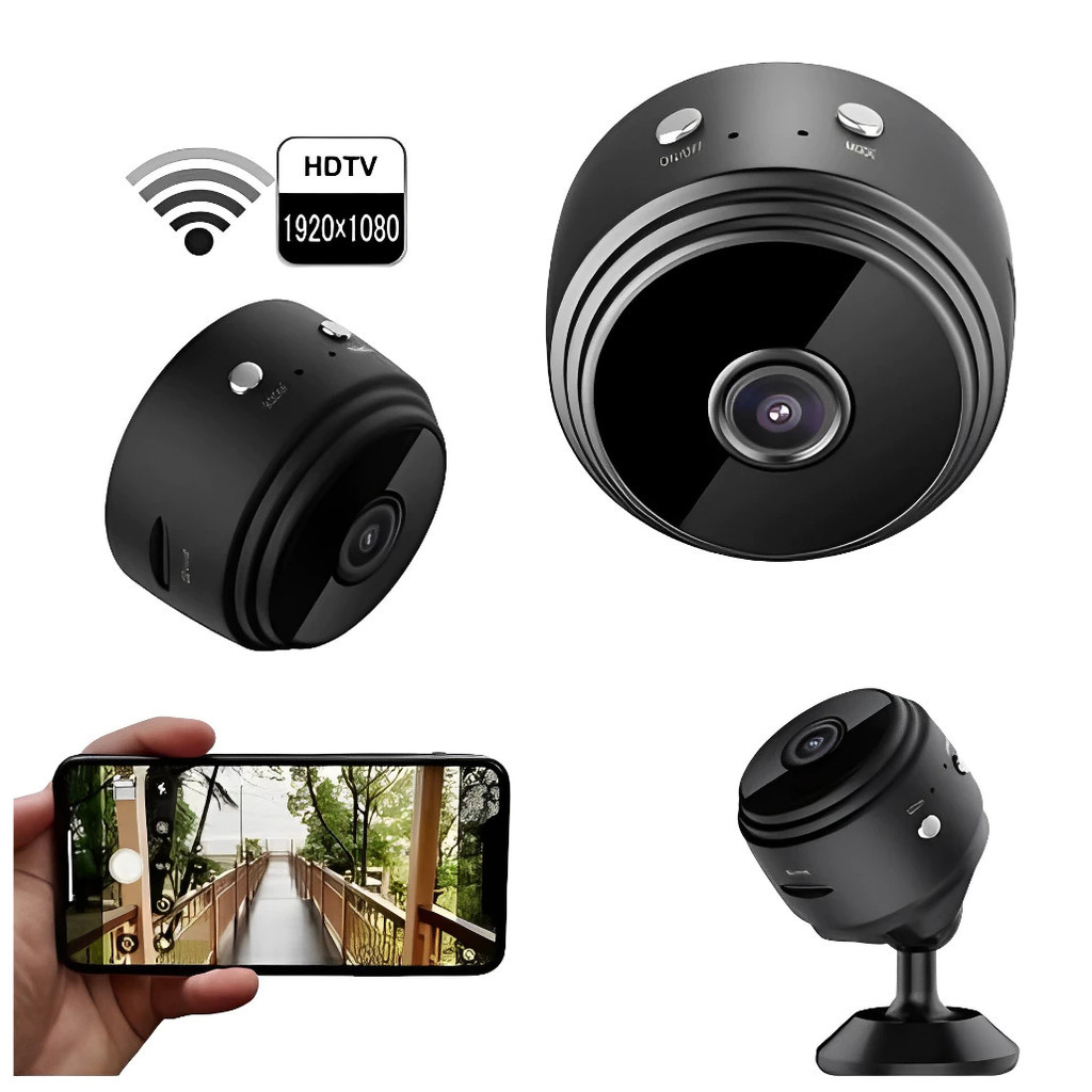 Imagem Câmera A9 Mini HD Sensor De Presença WI FI 110v Grava Em Cartão de Memória Com Suporte Para Encaixe