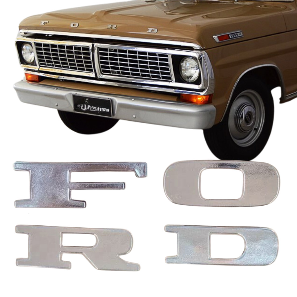 EMBLEMA LETRA FORD CAPO F100 F1000 METAL CROMADO KIT JOGO