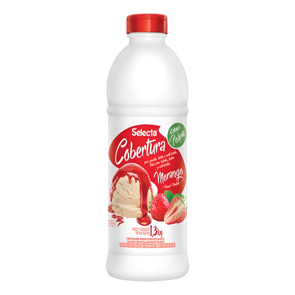 Cobertura Sorvete Selecta Com Polpa Morango 1,3kg