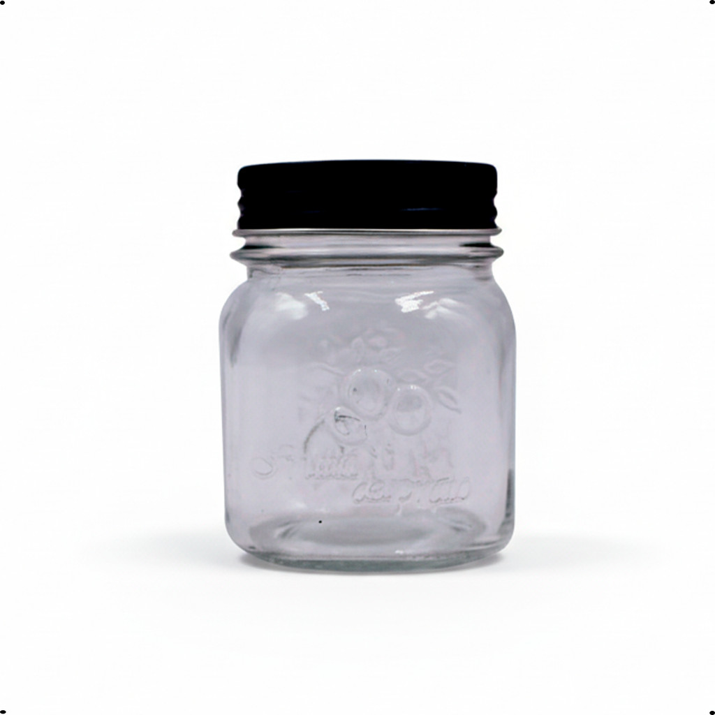 Pote Vidro Redondo 150ml com Tampa Preta | Armazenamento Prático e Elegante