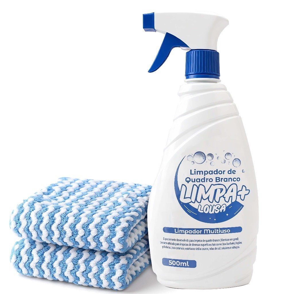 Limpador de Quadro Branco - Limpa+ 500ml + 2 Flanelas