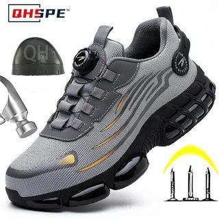 Sapatos de Segurança Masculinos com Botão Rotativo, Anti-Esmagamento, Resistentes a Perfurações, Trabalho Y1K9 1KNR