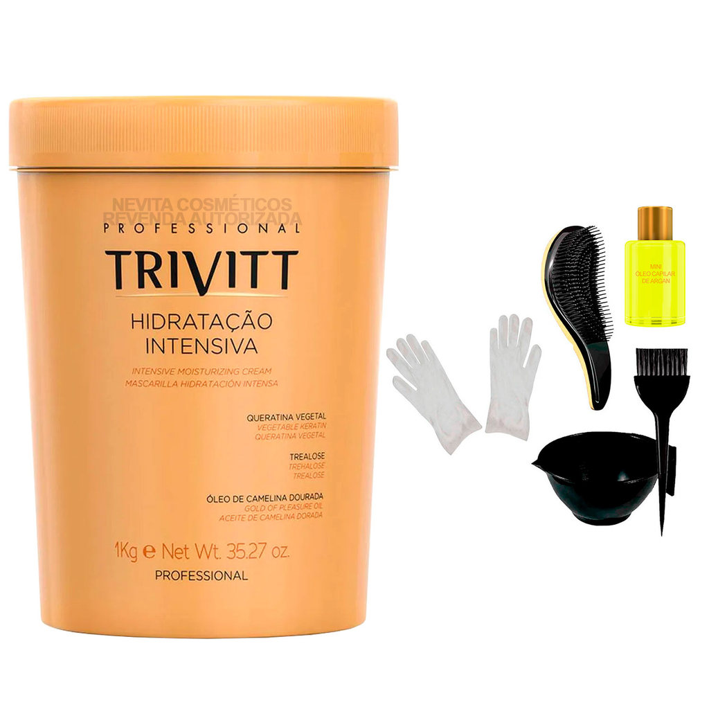 Trivitt Máscara Hidratação Intensa 1kg + Cumbuca/Escova/Óleo/Luvas