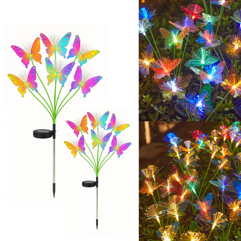 Kit 2 Luminárias Borboleta Solar Furta-Cor Jardim – Luz Decorativa Externa com 6 LEDs em Oferta na Shopee
