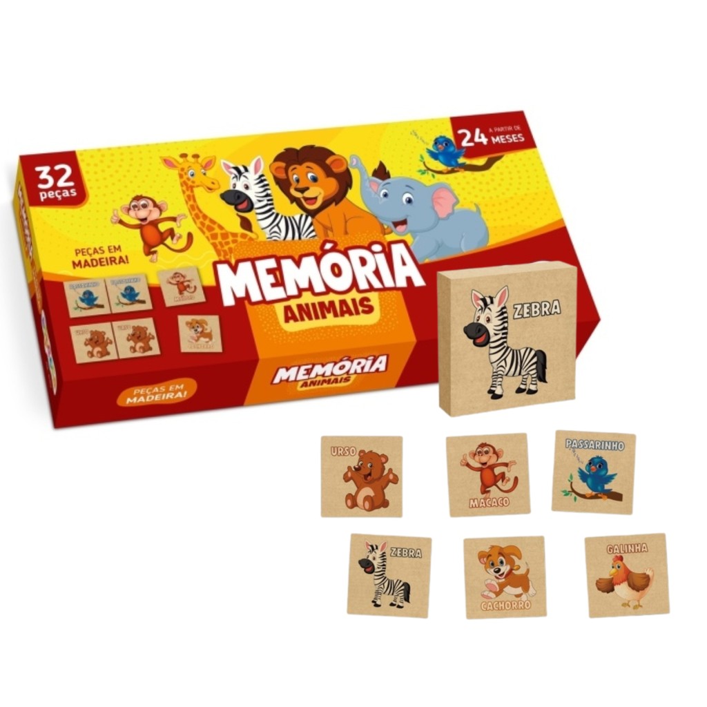 Jogo da Memória Infantil Memória Animais 32 Peças Sopecca - M302 em Oferta na Shopee