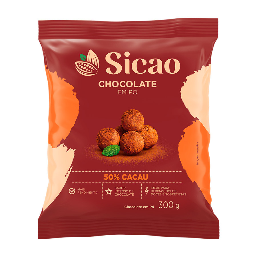 Chocolate em Pó 50% Cacau 300g Sicao em Oferta na Shopee