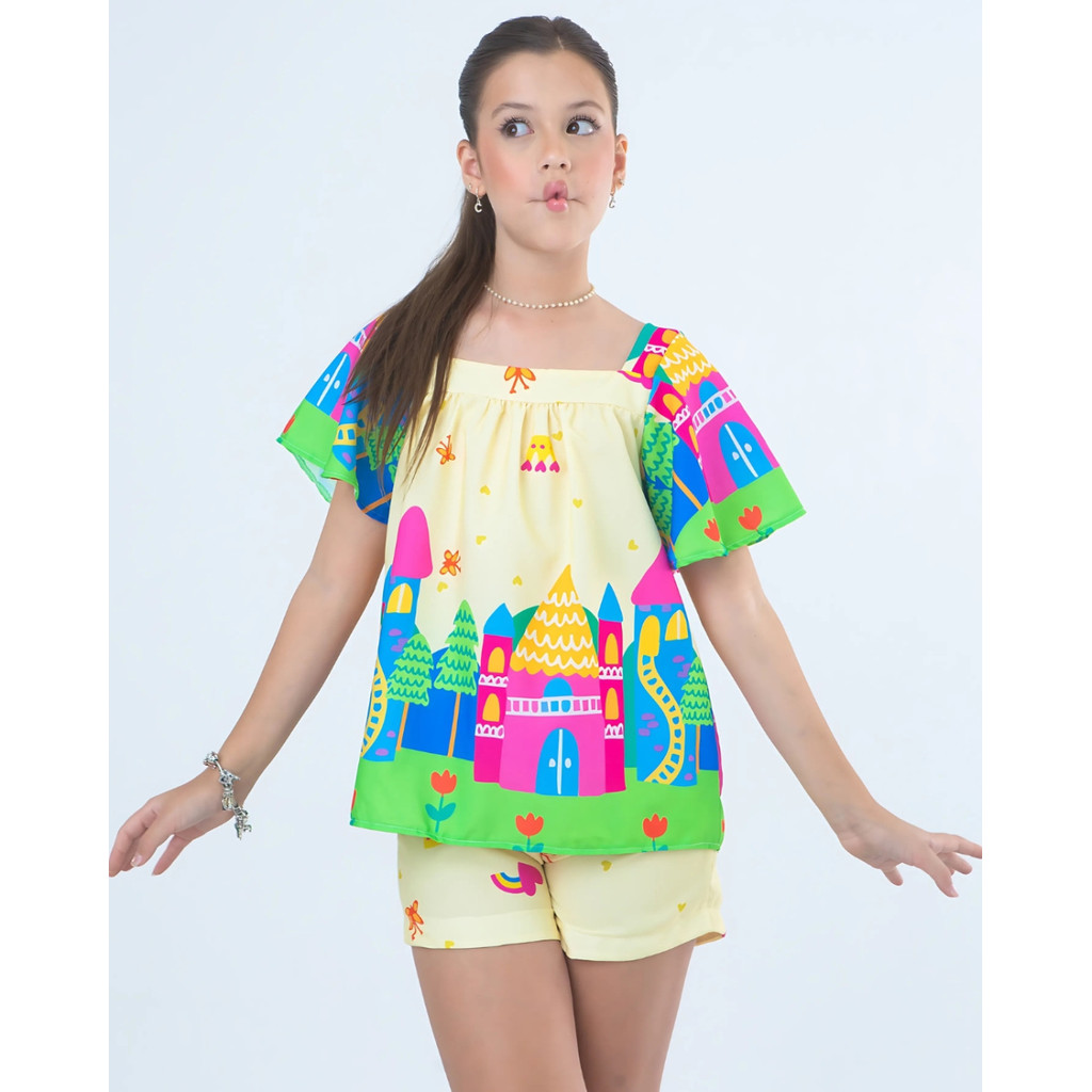 Combinadinho Bianca Castelo Estampado Infantil Juvenil, Roupa Menina tam., 4, 6, 8, 10, 12, 14, 16