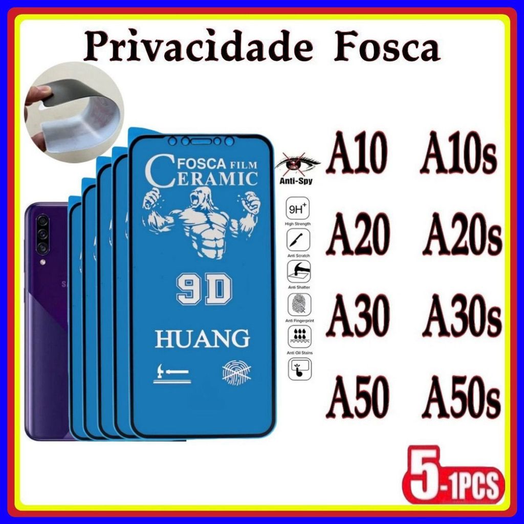 Película Privativa Fosca Cerâmica Anti-Spy Matte Hidrogel Samsung A10 A10s A20 A20s A30 A30s A50 A50s