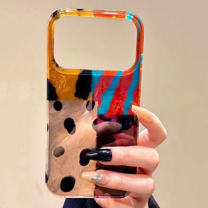 Retro Quatro Cores Leopardo Impressão Caso Glacial Para iPhone 17 16e 15 14 13 12 11 Pro Max Plus X XS Capa em Oferta na Shopee