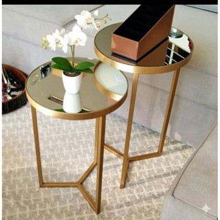 Conjunto de Mesa Lateral com Espelhos para Decoração. em Oferta na Shopee