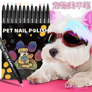 Cão Esmalte Canetas, 12 Cores Pet Esmalte Set Quick Dry Seguro Pet Polidor Não-Tóxico Escova Dica para Filhotes e Gatos em Oferta na Shopee