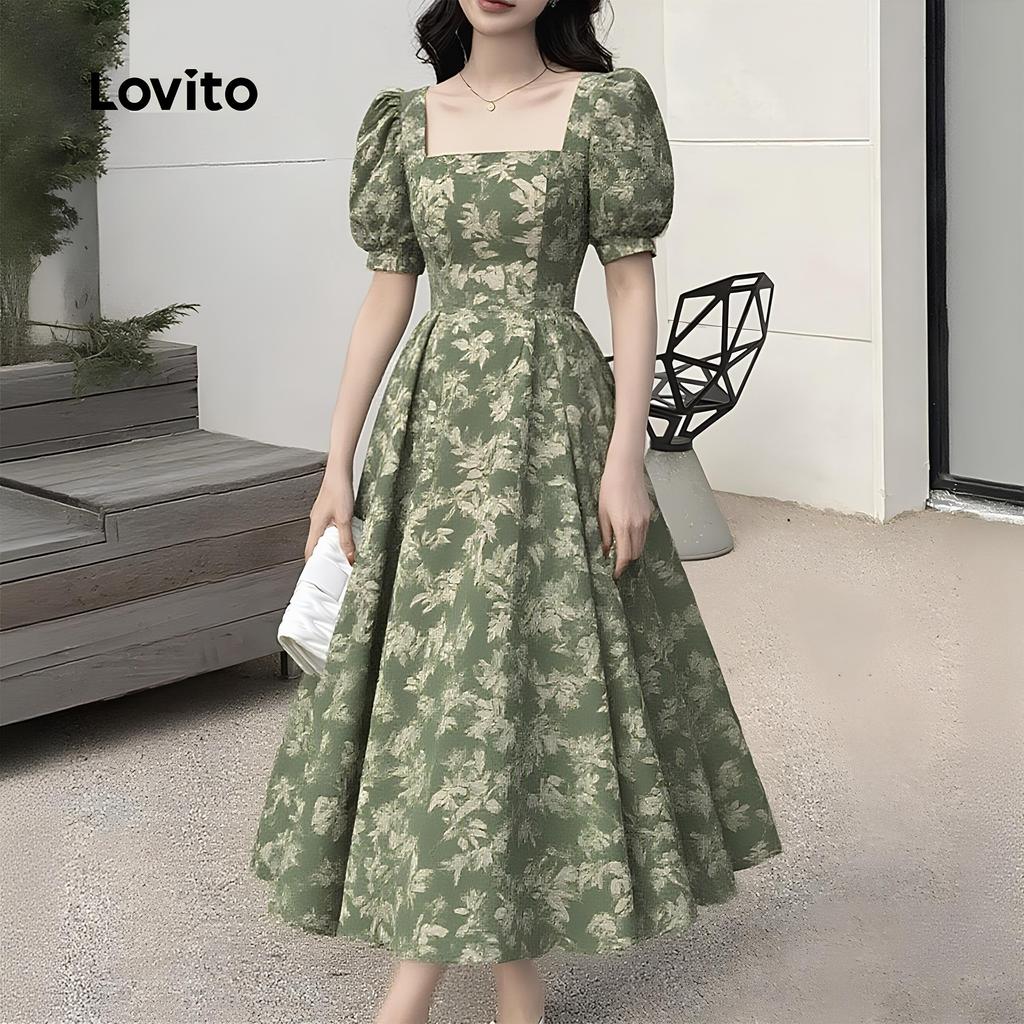 Lovito Vestido Casual Verde Com Zíper Para Férias Na Primavera/verão Ideal Para Mulheres L161LD013 em Oferta na Shopee