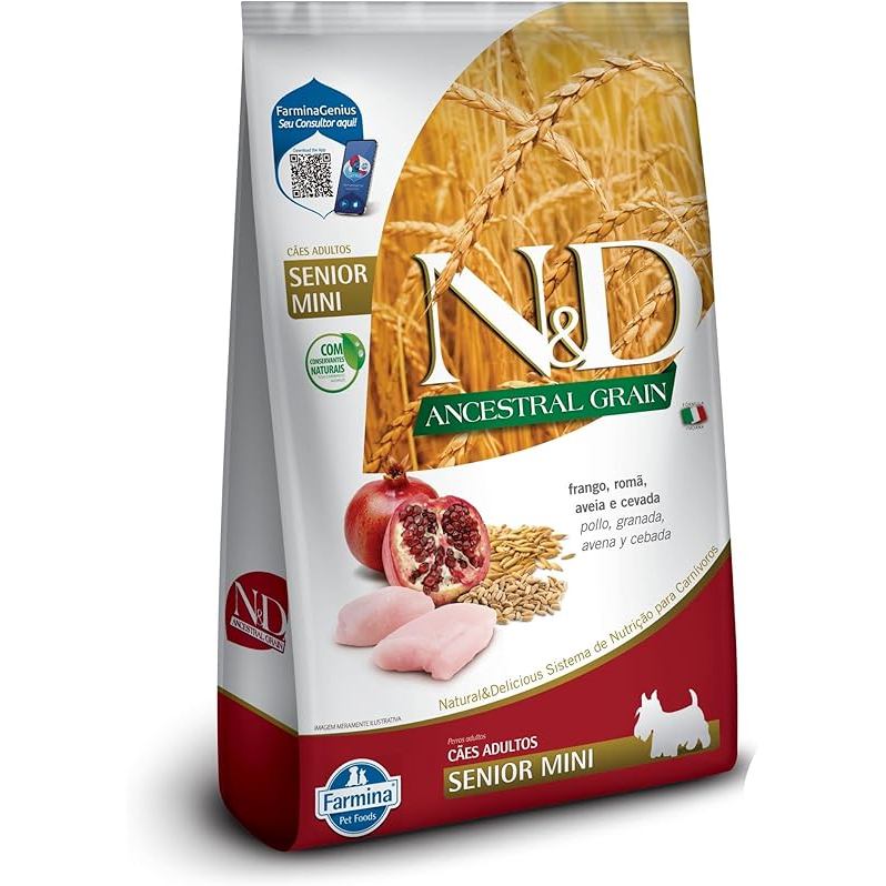 Ração N&D Ancestral Cães Adulto Grain Sênior Mini Romã 2,5Kg