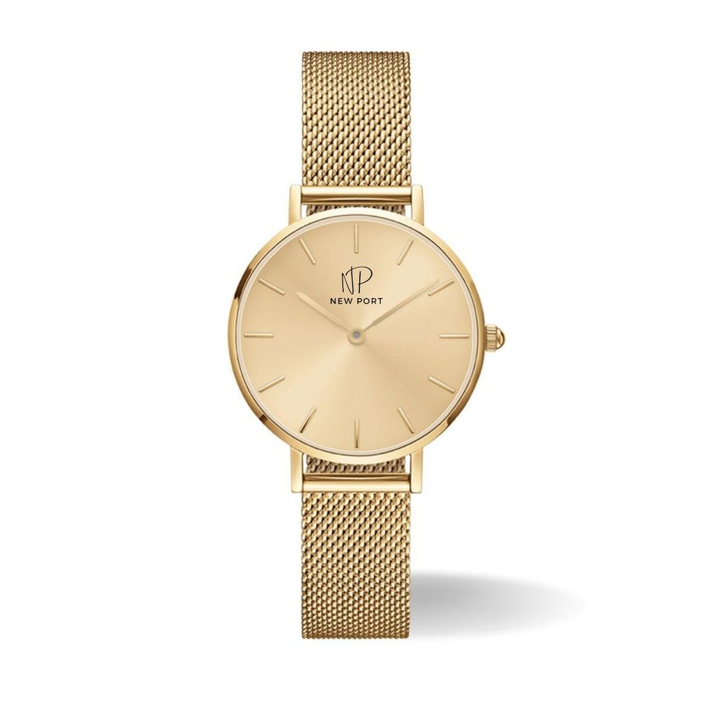Relógio Feminino Dourado Delicado Casual Elegante New Port