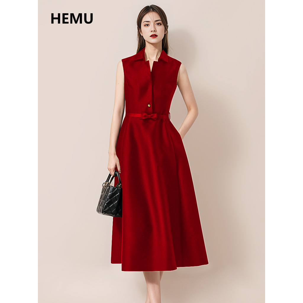 Vestido vermelho feminino verão francês noivado banquete vestido ocasiões importantes elegante vestido longo High-End se