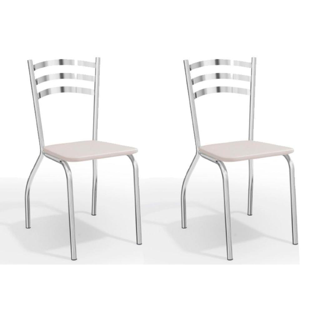 Cadeira Sala de Jantar Portugal 2C007CR Aço Kit 2 Uni Cromada - Assento Branco 106 - Kappesberg em Oferta na Shopee