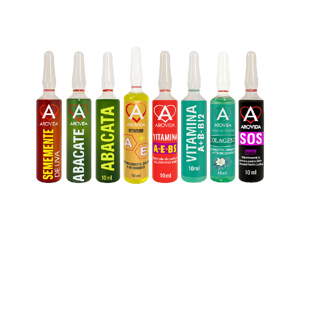 Kit 7 Ampolas Vitamina Capilar Hidratação Cronograma Arovida