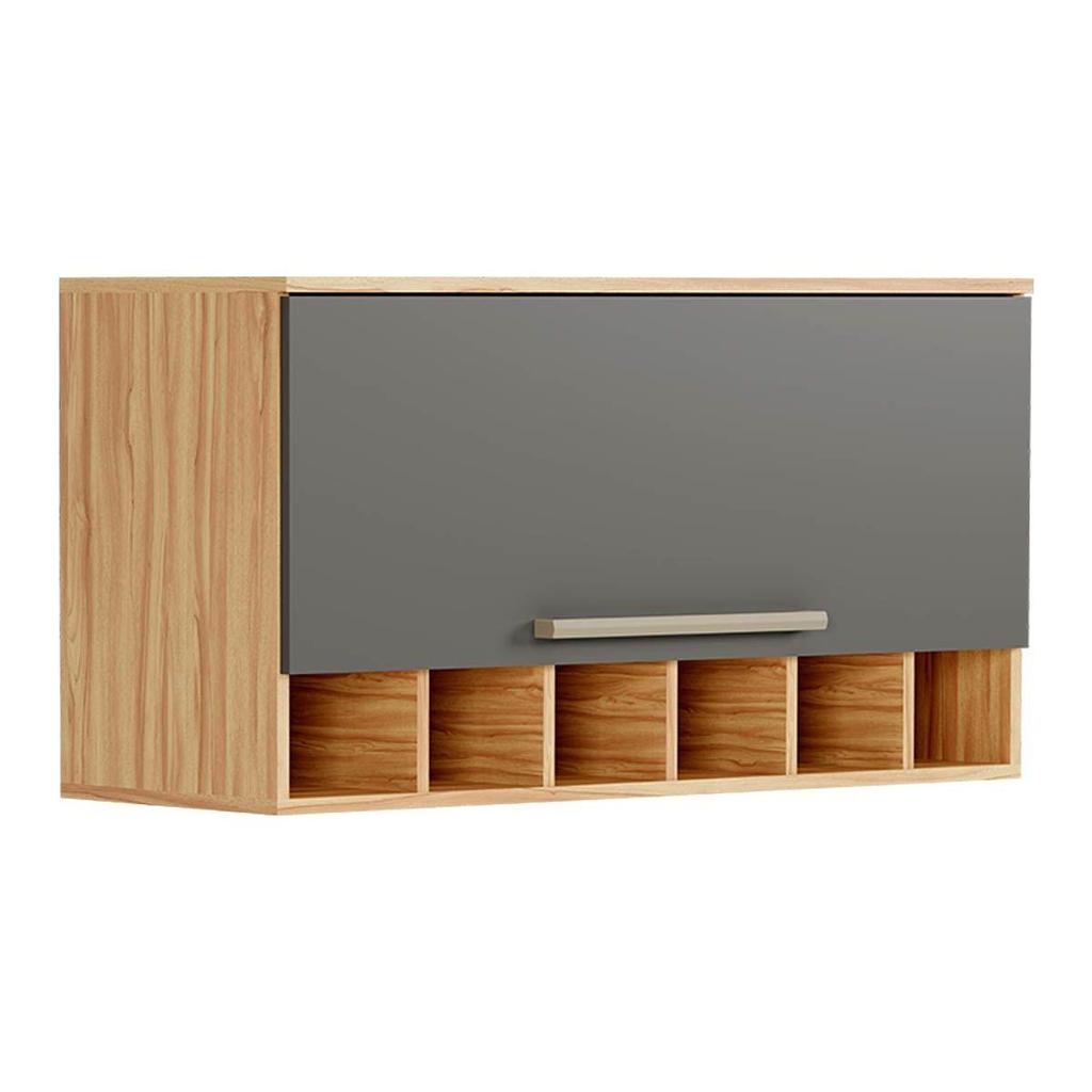 Armário de Cozinha Modulado Nápoli Prime Adega c/ 1 Porta Basculante 80cm Amendoa/Chumbo - Ronipa em Oferta na Shopee