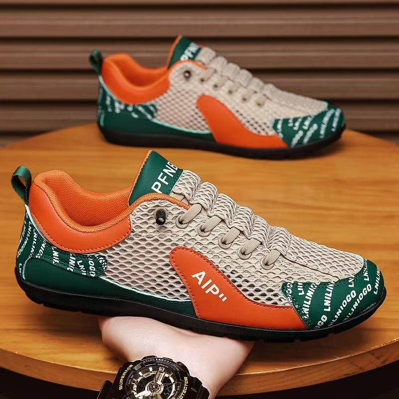Sapatos de ervilhas masculinos de novo estilo de verão, Design de malha Casual respirável