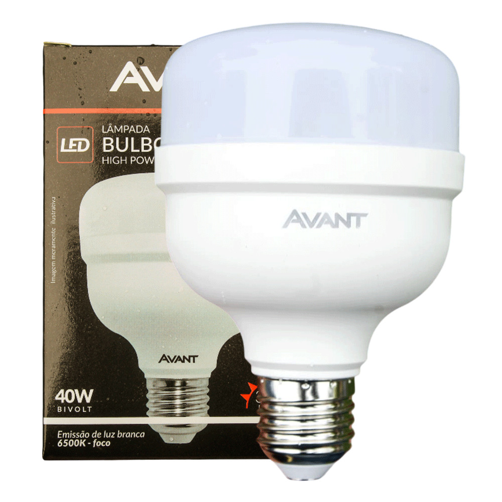 Lâmpada LED Bulbo High Power Avant 40W Bivolt 6500K Branco Frio 3200lm E27 Alta Potência