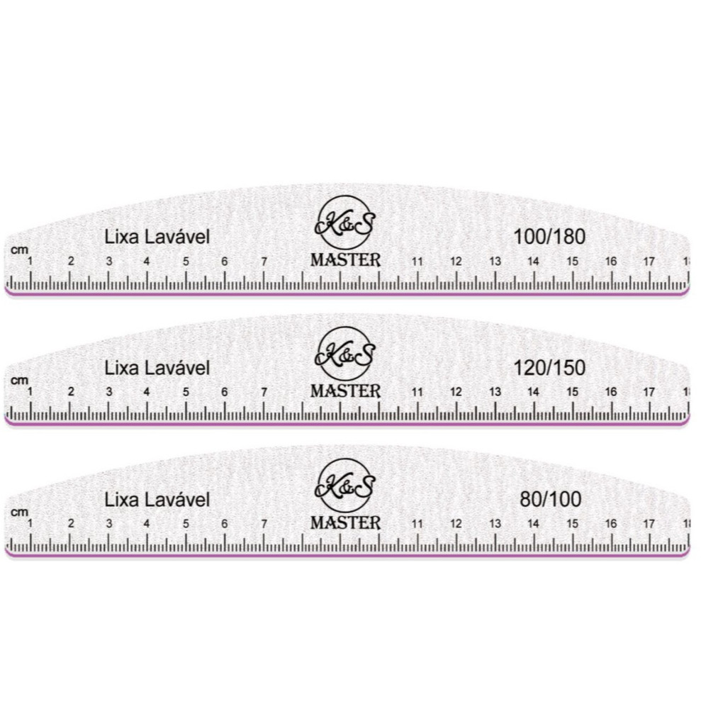 Kit 10 Lixas Régua Para Unhas K&S Fibra Porcelana Acrygel em Oferta na Shopee