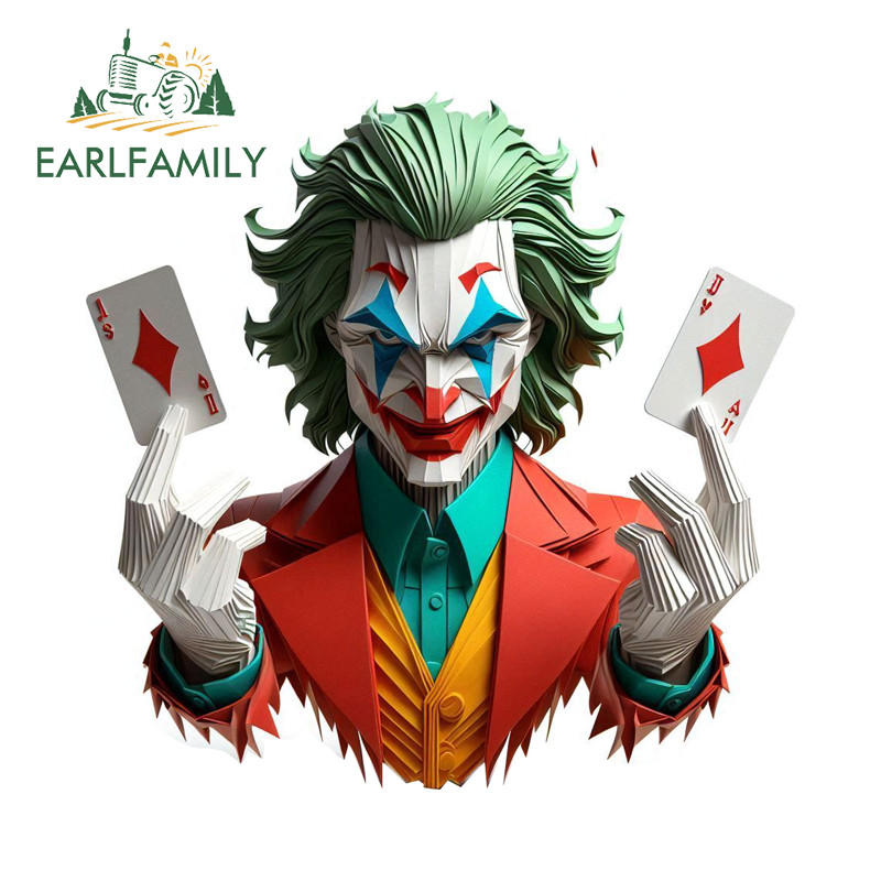 EARLFAMILY Joker 3D Adesivo De Carro Interessante Oclusão Zero Janelas De Bicicleta Elétrica JDM Decalque Protetor De Po