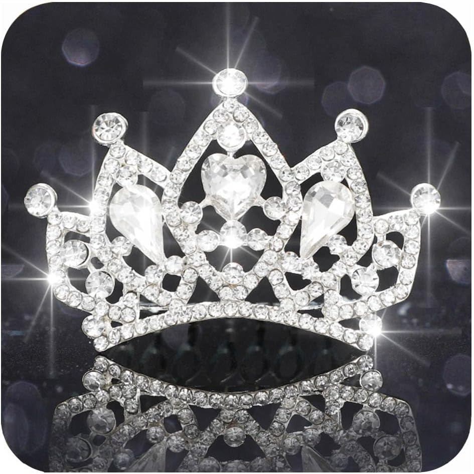 Tiara de Princesa Kilshye com Cristais Pequenos, Pente de Cabelo para Meninas, Coroa de Strass, Tiara para Aniversário e