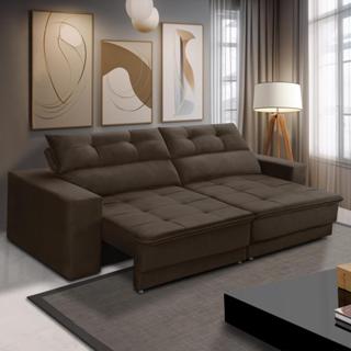 Sofá Retrátil e Reclinável 2 lugares 1,70m com Molas Emily Suede Marrom Adonai Estofados em Oferta na Shopee