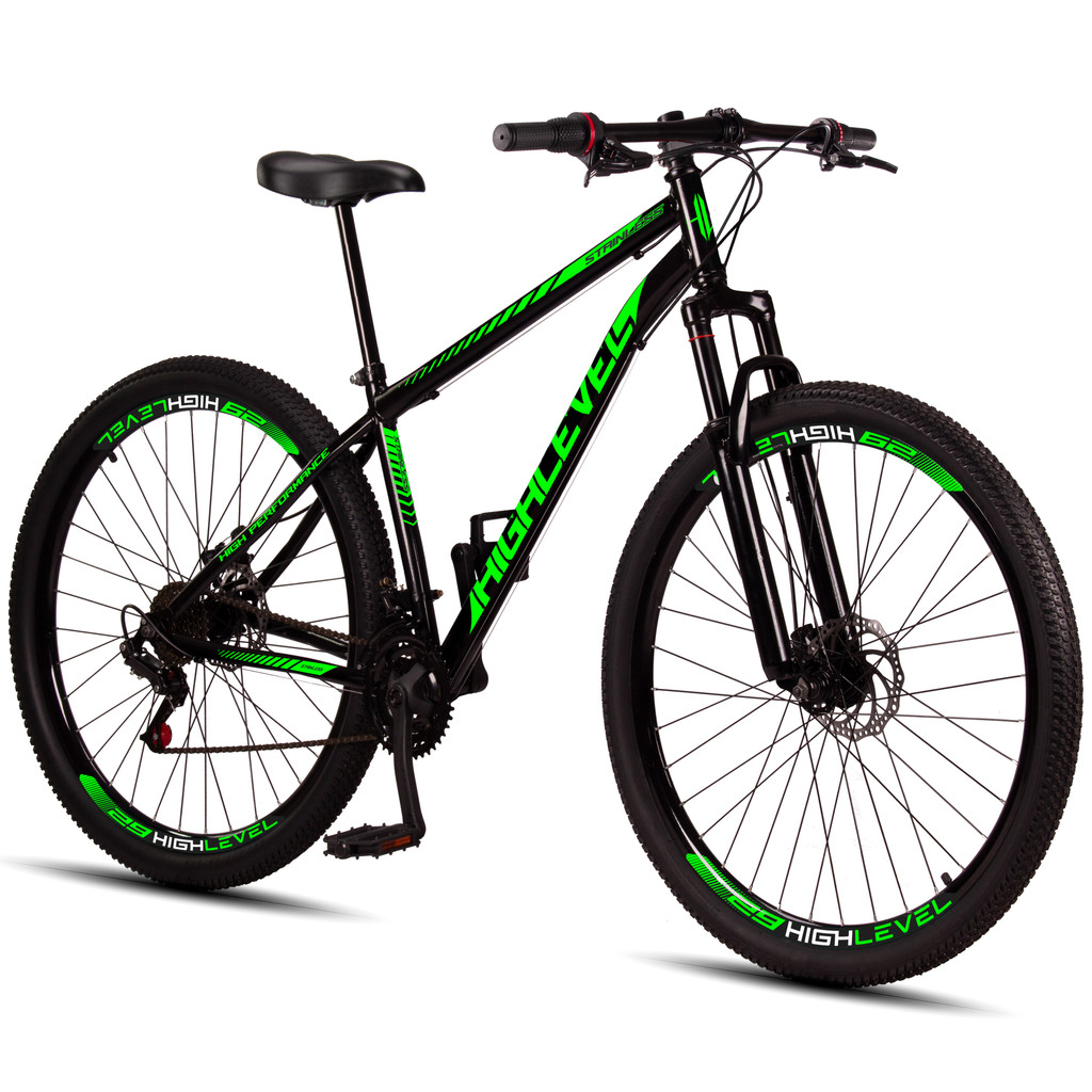 Bicicleta Aro 29 Aço Carbono Highlevel Freios a Disco Suspensão 21 Marchas