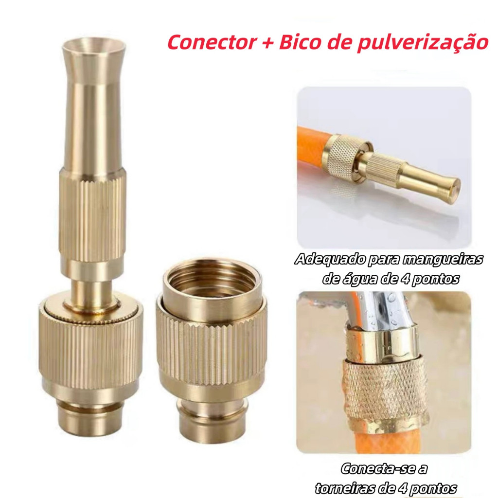 Bico de Mangueira de Alta Pressão 1/2" com Conector e Esguicho para Limpeza em Oferta na Shopee