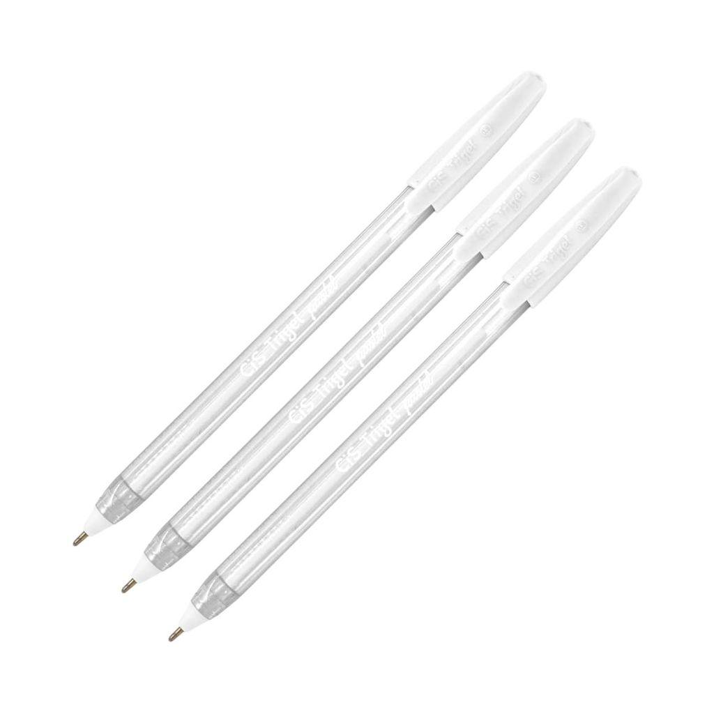 Kit 3 Canetas Gel Trigel Glitter Pastel Metálica Branca Ponta 0.8 Escolar Tinta Desenho Decoração