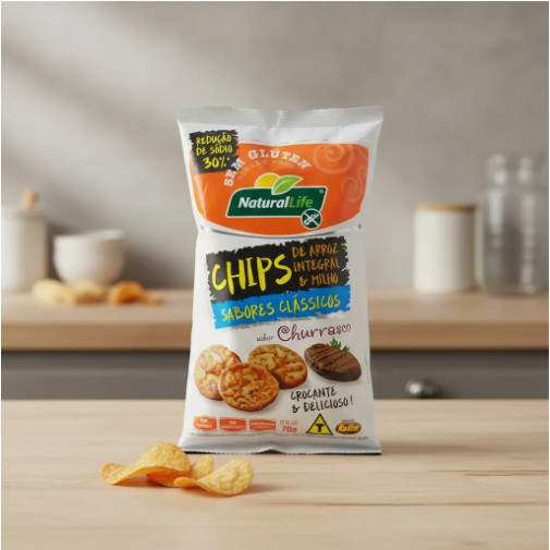 Chips Crocante Arroz Integral E Milho Churrasco S Gluten Organico