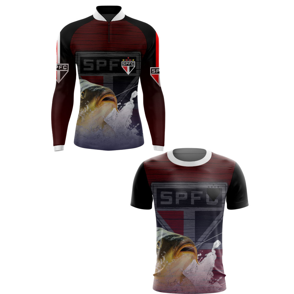 Kit 2 Camisa Pesca Tricolor Manga Longa Curta Proteção Solar Uv50+ Térmica Soberano Blusa Camisa