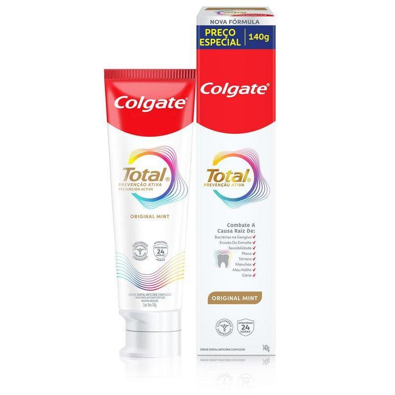 Creme Dental Colgate Total Prevenção Ativa Original Mint 140g em Oferta na Shopee