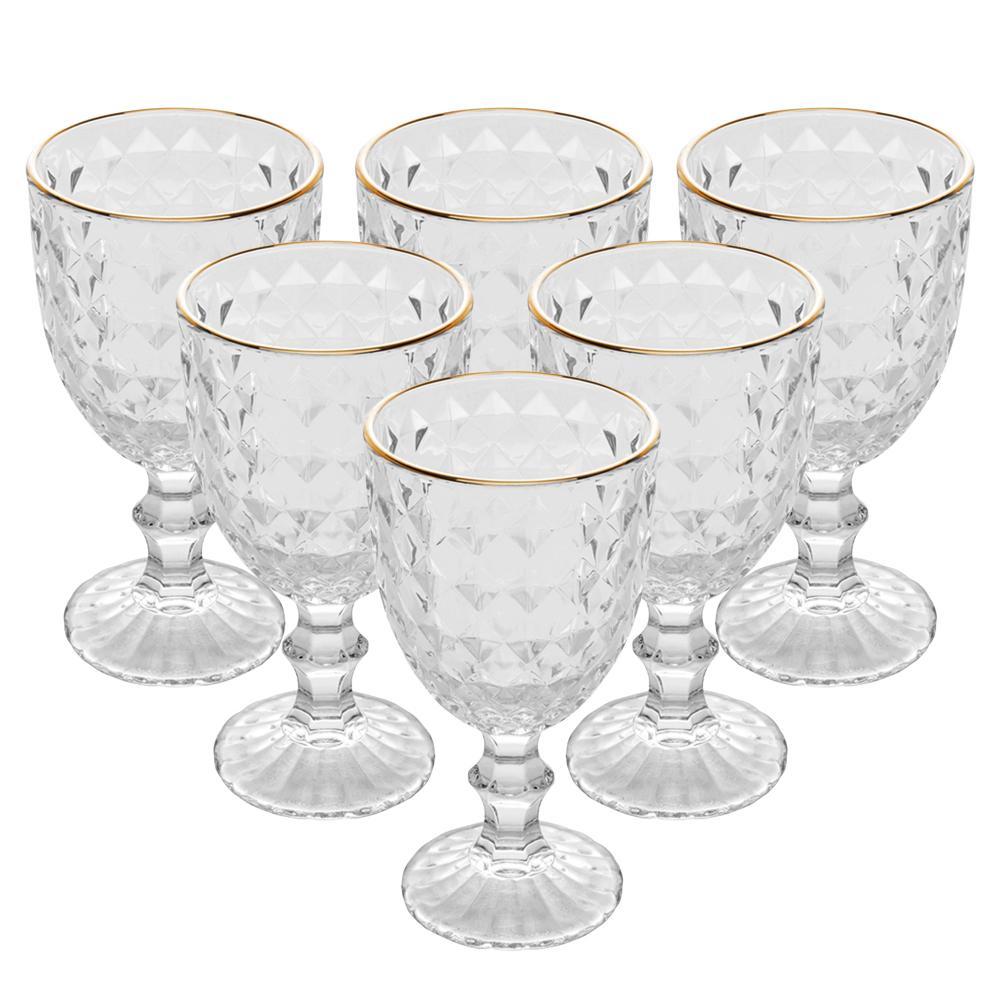 Kit 6 Taças Água Wolff Roman Fio de Ouro 345ml Luxo para Receber em Oferta na Shopee