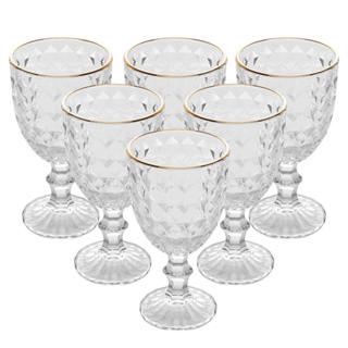 Kit 6 Taças Água Wolff Roman Fio de Ouro 345ml Luxo para Receber em Oferta na Shopee