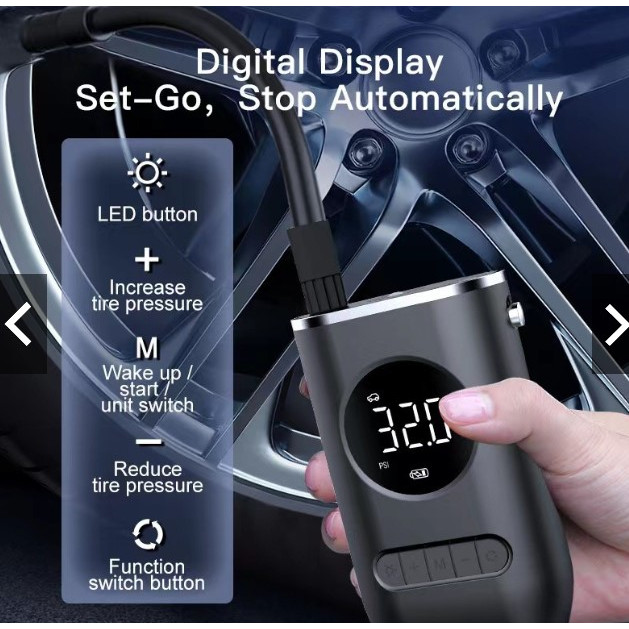 Bomba Ar Portátil Xiaomi Mini Compressor Carro Pneu Inflator Bomba De Ar Elétrica em Oferta na Shopee