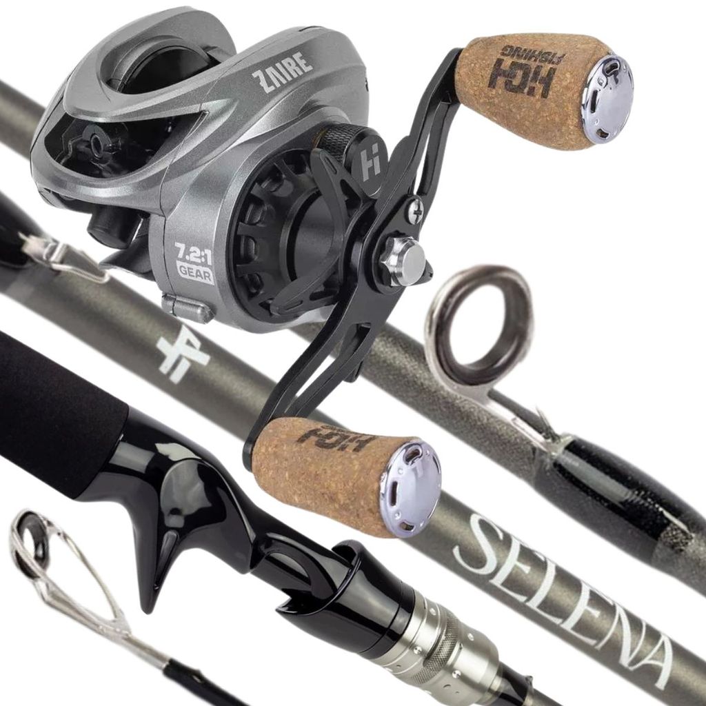 Carretilha Zaire 9kg c/ Sinal Sonoro + Vara Selena 1,80m Grafite Tubular Pesca de Precisão