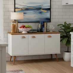 QUEIMA DE ESTOQUE - Buffet Organizador Estilo Retrô com Pés Palito - 3 Portas e 1 Prateleira