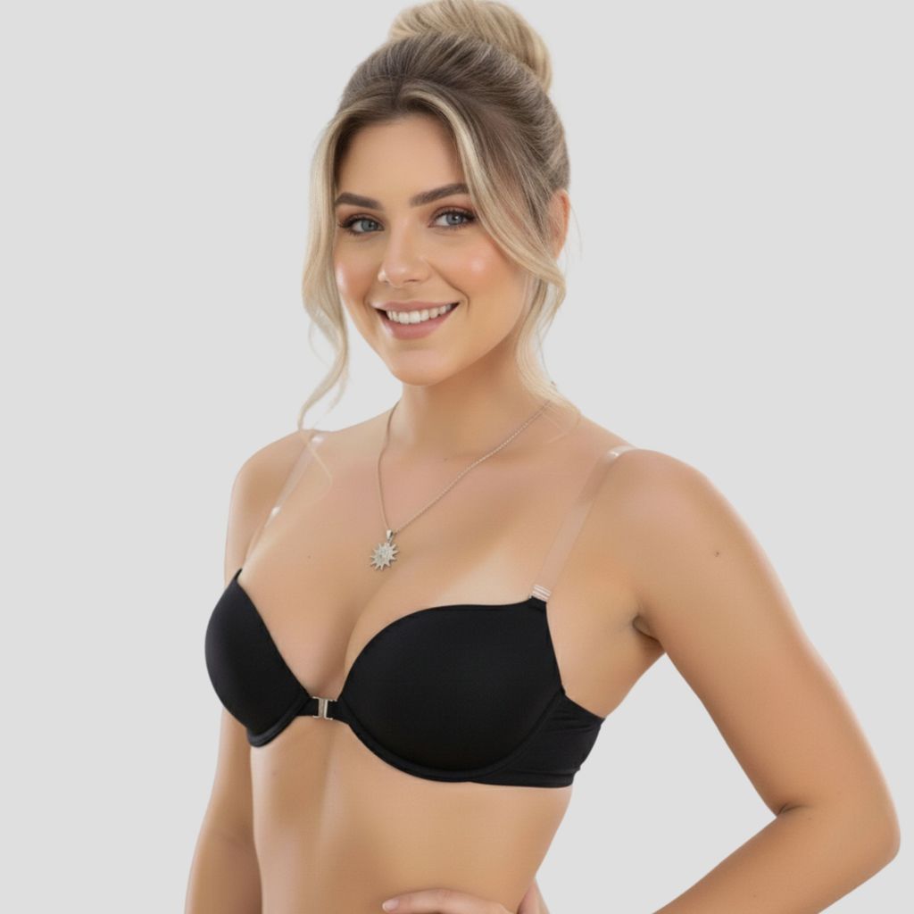 Sutiã Com Bojo Costa Nua Com Alça De Silicone Removível Invisível Fecho Frontal