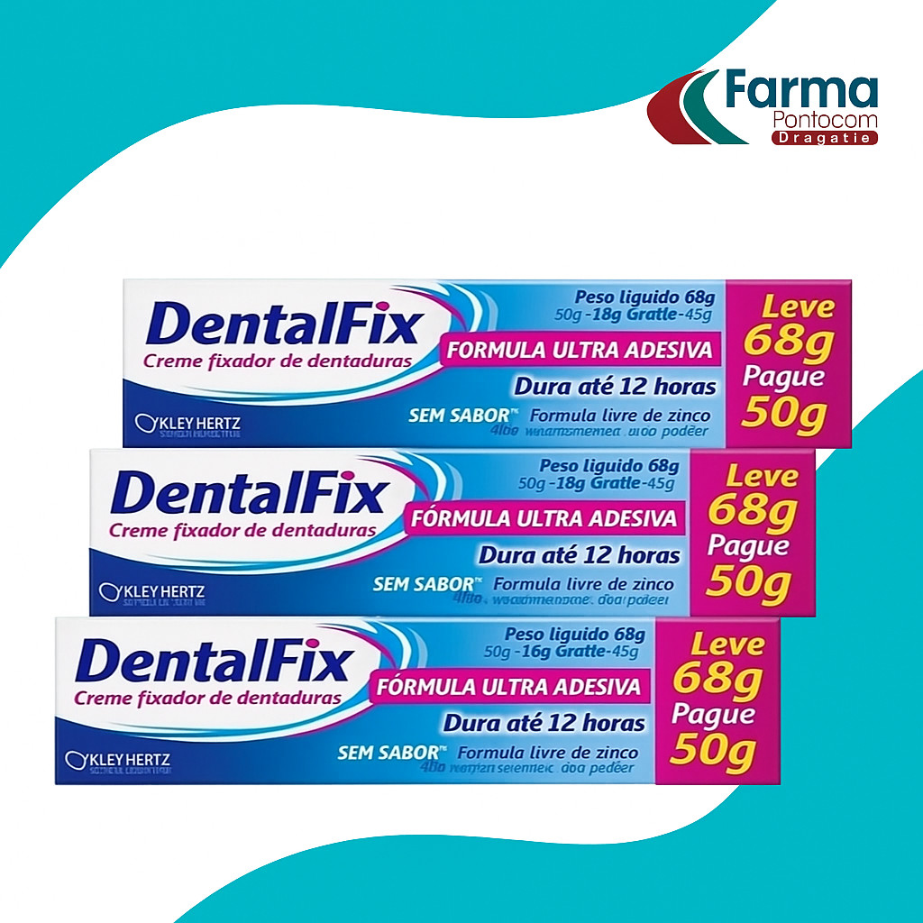 Kit Dentalfix Sem Sabor 3un Com 68g Cada Kley Hertz 3x68gr